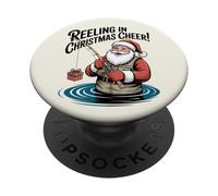 Reeling In Christmas Cheer - Divertida Pesca navideña PopSockets PopGrip Adhesivo