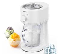 Reemix Máquina de hielo afeitado, máquina de afeitar eléctrica de hielo y máquina de conos de nieve con almacenamiento de gran capacidad, trituradora de hielo portátil de grosor que se puede ajustar,