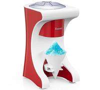 Reemix Máquina de hielo cepillada eléctrica, cuchillas profesionales de acero inoxidable para conos de nieve y granizados, antideslizante con fondo con ventosa y compartimento de almacenamiento de