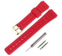 Reemplazo Correa TPU para Casio F-91W/F-84/F-94/F-105/F-108/A-158, correas para hombres y mujer(Red/Gold Buckle)