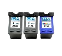 Reemplazo De Cartucho De Tinta 21XL 22XL. Compatible Con Impresoras HP 21XL 22XL HP21 Deskjet F2180 F2280 F4180 F2200 F380 380.(2bk 1color)