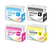 Reemplazo de cartucho de tinta compatible con 80 ml para modelos de impresora de etiqueta de color CW-C6500P CW-C6000A CW-C6000P CW-C6500A funciona con cartuchos astillados SIC35P(1 Set of 4 Color)