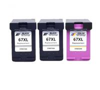 Reemplazo de cartucho de tinta remanufacturado Compatible con 67 67XL para impresoras DeskJet 2732 2755 6052 6058 6075 4152 4155 4158(2BK 1COLOR)