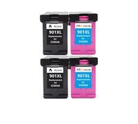 Reemplazo de Cartucho Tinta Recargable 901XL 901 Compatible con Impresora HP Officejet J4500 J4524 J4530 J4540 J4550 J4580 J4585(2bk and 2color)