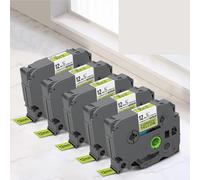 Reemplazo de Cinta Fluorescente de Etiquetas TZe de 12 mm (Paquete de 3 o 5 Unidades) for B-Other TZeB31 TZeC31 TZeD31, Compatible con P-ouch PTH110 Maker(5PK Black on Yellow)