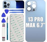 Reemplazo de la cubierta de vidrio trasero 13 Pro Max para iPhone 13 Pro Max Reemplazo del vidrio trasero de 6.1 '' con kit de herramientas de reparación (Azul Sierra)