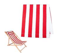 Reemplazo de la eslinga de la silla de la cubierta 45x17 pulgadas Rayas rojas y blancas Tela de la silla de la cubierta Tela de lona impermeable para tomar el sol Patio Tela de lona Reemplazo de la es
