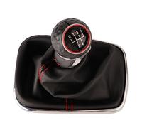 Reemplazo de la Perilla del Maletero del Automóvil para Palanca de Cambios MK4 de 5 Velocidades con Costuras Rojas Cómoda Cubierta de Cuero PU Ajuste Directo para Modelos 4 IV R32