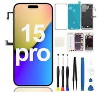 Reemplazo de pantalla para iPhone 15 Pro con sensor de proximidad de auricular, cable flexible, pantalla LCD táctil 3D, digitalizador, montaje completo con kit de reparación A2848 A3101 A3104 A3102