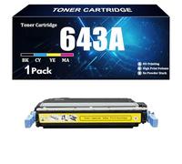 Reemplazo de tóner 643A Compatible para HP Q5950A Q5951A Q5952A Q5953A Cartucho de tóner de Alto Rendimiento para la Impresora de la Serie HP 4700 4700n 4700dn 4700dtn con Chip ,Y-1 Piece