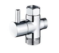 Reemplazo de válvula desviadora de ducha, válvula de apagado adaptador T de 3 vías para desviador de brazo de cabezal de ducha, entrada hembra G3/4 x salida G1/2 y G3/4