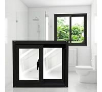 Reemplazo de ventana corrediza para sótano, ventanas de casas móviles de montaje empotrado de vidrio templado de 5mm para cobertizo de baño(Black,97x51cm)