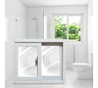 Reemplazo de ventana corrediza para sótano, ventanas de casas móviles de montaje empotrado de vidrio templado de 5mm para cobertizo de baño(White,69x36cm)