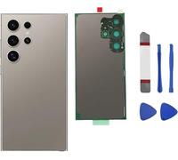 Reemplazo del cristal trasero Galaxy S24 Ultra compatible con Samsung Galaxy S24 Ultra con objetivo de la cámara preinstalado + adhesivo + kit de herramientas de reparación (gris claro)