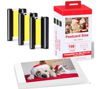 Reemplazo para impresora fotográfica Canon Selphy Serie Kit de papel/cartucho, 108 hojas de papel fotográfico (100 x 148 mm) y 3 cartuchos y papel fotográfico KP-108IN 3115B001(AA) para Canon Selphy