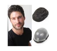 Reemplazo Sistema de reemplazo de cabello humano for hombres, peluquín de 0,06-0,08 mm, de PU, fino y resistente. Sistemas