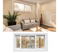 Reemplazo Ventanas De Sótano, Ventanas Corredizas Con Mosquitero Y Vidrio Templado, Marco De Aleación De Aluminio Ventanas Tipo Cobertizo Para Baño Garaje(71x51cm)