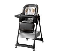 Reenborn Pelle PU Seggiolone Pappa, Seggiolone Pieghevole Convertibile per Bambini Piccoli con 6 Altezze e 3 Posizioni Di Reclinazione, Sedia Da Pranzo con Ruote e Vassoi Doppi Staccabili (8122 Black)