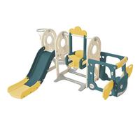 Reenborn Toboganes Infantiles, Toboganes Infantiles Exterior, Escorrega Infantil, Tobogán y Columpio para Niño, Centro de Actividades Equipo de Juego Interior Exterior (Bus-Blue)