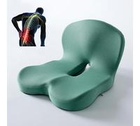 Reenly Back and Seat Cushion, Ergonomic Non Slip Seats Cushion, Memory Foam L-Shaped Integrated Seat Cushions, for Tailbone Pain Relief, Breathable and Non-Slip Design (Green)