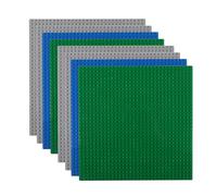 Reenwee 8 paquetes de placas base clásicas, 10 x 10 pulgadas con 32 x 32 tacos, placa base de ladrillos de construcción compatible con Lego, placas base de 10 pulgadas x 10 pulgadas, verde/azul/gris