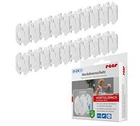 reer 32040 - Protector de enchufes (20 unidades, seguro para niños), color blanco