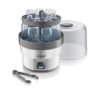 Reer 36010 VapoMax - Vaporizador grande, espacio para 6 viales y accesorios | Vaporizador para biberones, chupetes y mordedores, desinfección de 10 minutos, apagado automático
