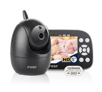 Reer BabyCam Pro HD Move - Vigilabebés (5 Pulgadas, HD, 300 m), Color Negro | Giratorio 350°, inclinación de 80°, visión nocturna, zoom de 4x, alarma de vibración, función VOX y pantalla dividida para