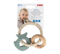 reer BiteDuo | Mordedor de madera de silicona para bebés | Ayuda dental para bebés | Juguete de habilidades motoras