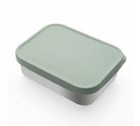 reer Fiambrera de silicona de acero inoxidable, 700 ml, con tapa y recipiente separador, apta para lavavajillas, resistente y duradera, ideal para escuela, guardería y pícnic, color verde/plateado