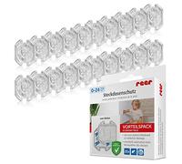 reer Protección de enchufes - el original inventor: 20 unidades, para pegar, probado intensamente, transparente.