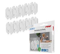 reer Protector de enchufe - el original a prueba de niños del inventor, para pegar, color blanco, 10 unidades