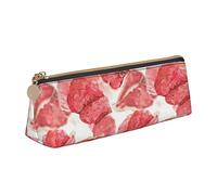 ReesEt Delicioso patrón de bistec, Estuche para lápices Triangular, Estuche de Cuero portátil para lápices con Cremallera, Bolso cosmético