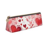 ReesEt Estampado de patrón de San Valentín, Estuche para lápices Triangular, Estuche de Cuero portátil para lápices con Cremallera, Bolso cosmético