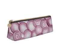 ReesEt Estuche para lápices con diseño de Anillos de Cebolla roja, Estuche para bolígrafos Triangulares, Estuche de Cuero portátil con Cremallera, Bolsa para cosméticos
