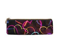 ReesEt Estuche para lápices con diseño de corazón de Hilo de Color neón, Estuche para bolígrafos Triangular, Estuche de Cuero portátil con Cremallera, Estuche para cosméticos