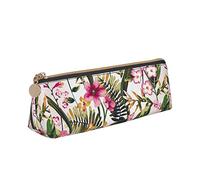 ReesEt Estuche para lápices con diseño de Flores de Acuarela, Estuche para bolígrafos Triangulares, Estuche de Cuero portátil con Cremallera, Estuche para cosméticos