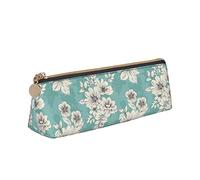 ReesEt Estuche para lápices con diseño de Flores, Estuche para bolígrafos Triangulares, Estuche de Cuero portátil con Cremallera, Estuche para cosméticos