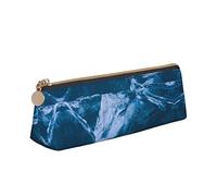 ReesEt Estuche para lápices con diseño de Lago de Hielo, Estuche Triangular de Cuero portátil con Cremallera para cosméticos