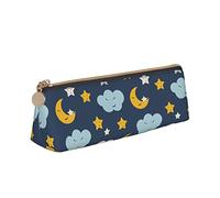 ReesEt Estuche para lápices con diseño de Luna y Estrellas de Dibujos Animados, Estuche para bolígrafos Triangular, Estuche de Cuero portátil con Cremallera, Estuche para cosméticos