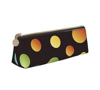 ReesEt Estuche para lápices con diseño de Lunares de Colores Brillantes, Estuche para bolígrafos Triangulares, Estuche de Cuero portátil con Cremallera, Estuche para cosméticos