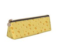 ReesEt Estuche para lápices con diseño de Queso Amarillo, Estuche Triangular de Cuero portátil con Cremallera, Bolsa para cosméticos