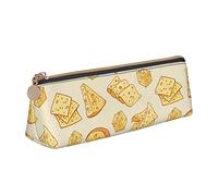 ReesEt Estuche para lápices con diseño de Queso Amarillo, Estuche Triangular de Cuero portátil con Cremallera, Bolsa para cosméticos