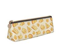 ReesEt Estuche para lápices con diseño de Queso Amarillo, Estuche Triangular de Cuero portátil con Cremallera, Bolsa para cosméticos