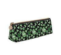 ReesEt Estuche para lápices con diseño de Vegetales Verdes, Estuche para bolígrafos Triangular, Estuche de Cuero portátil con Cremallera, Estuche para cosméticos