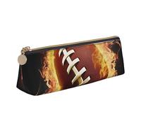 ReesEt Estuche para lápices con Estampado de fútbol Americano llameante, Estuche Triangular para bolígrafos, Estuche de Cuero portátil con Cremallera, Estuche para cosméticos