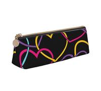 ReesEt Estuche para lápices con Forma de corazón, diseño sin Costuras, para el día de San Valentín, con Forma de triángulo, de Piel, portátil, con Cremallera, para cosméticos