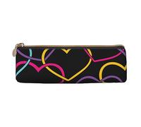 ReesEt Estuche para lápices con Forma de corazón, diseño sin Costuras, para el día de San Valentín, con Forma de triángulo, de Piel, portátil, con Cremallera, para cosméticos