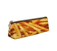 ReesEt Estuche para lápices de Comida rápida con diseño de Hamburguesa y Patatas Fritas, Estuche Triangular de Cuero portátil con Cremallera para cosméticos