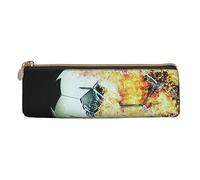 ReesEt Estuche para lápices de fútbol Que Pasa a través de portería, Estuche para bolígrafos Triangular, Estuche de Cuero portátil con Cremallera, Estuche para cosméticos